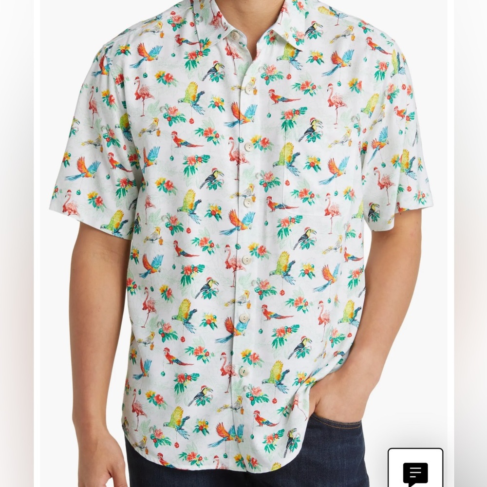 Tommy Bahama Veracruz Bay Holiday Birds Button Up Shirt, NWT
